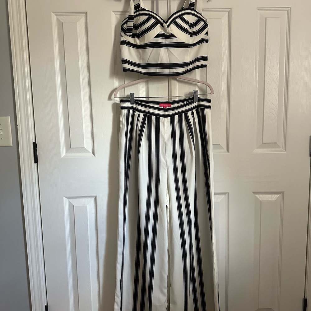 Striped Black & White Two Piece Set